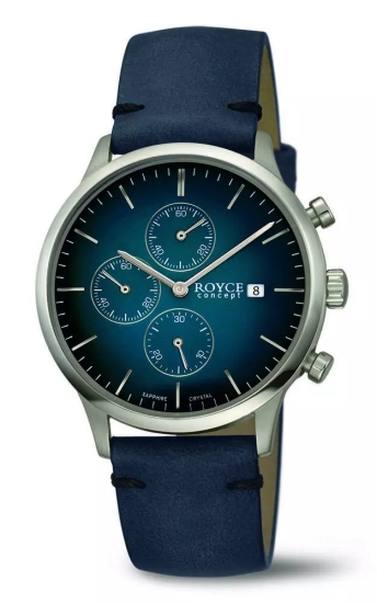 Boccia Titanium Herrenuhr Chrono Saphirglas Leder Blau 40mm 3744-01