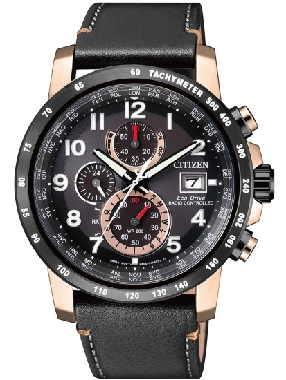 Citizen Herrenuhr Funkuhr Solar Saphirglas 20BAR Schwarz AT8126-02E