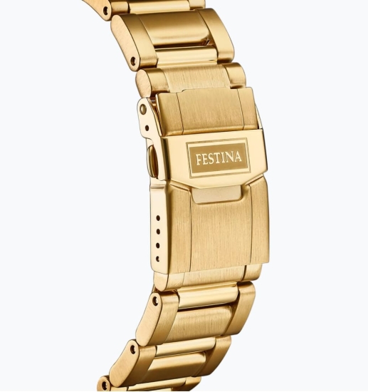 Preview: Festina Herrenuhr Chrono Datum Goldfarben Schwarz 10BAR 48mm F20492/4