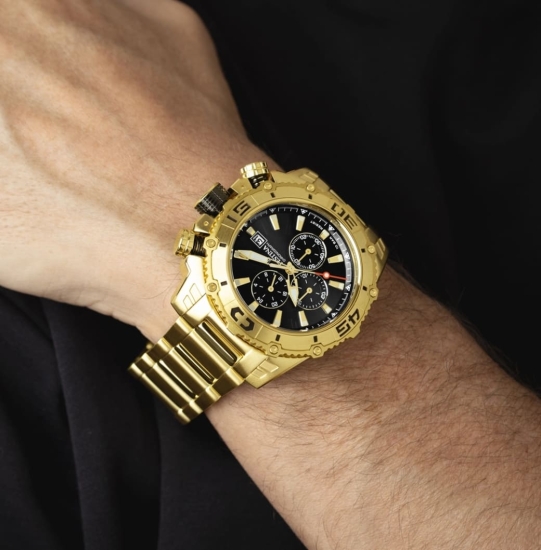 Preview: Festina Herrenuhr Chrono Datum Goldfarben Schwarz 10BAR 48mm F20492/4