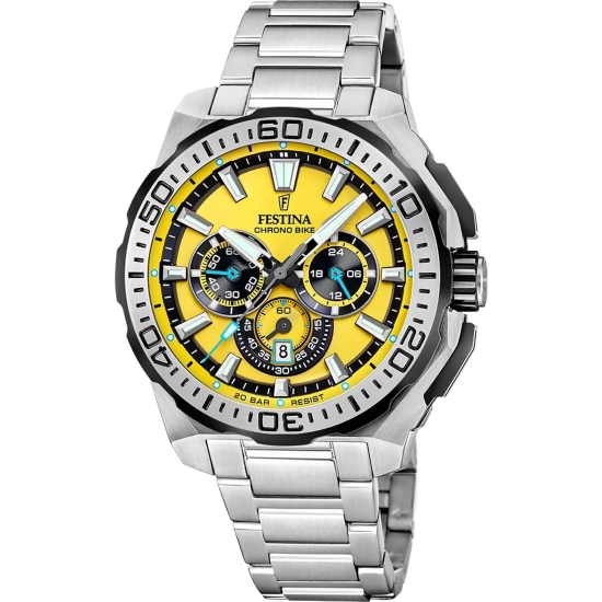 Festina Chrono Bike 2025 Herrenuhr Datum Gelb 20BAR 46mm F20724/4