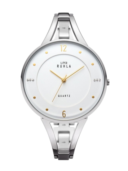 UMR Ruhla Damenuhr Halbspange Quarz Bicolor 44mm Groß 21117