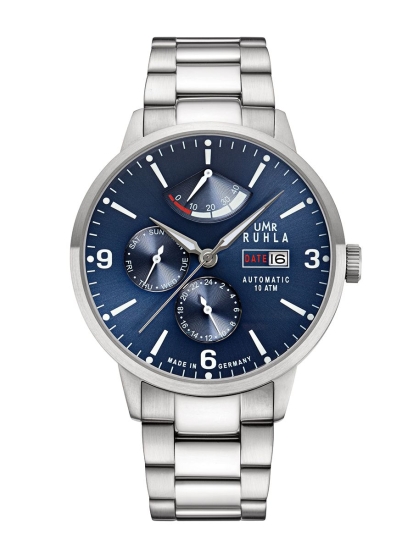 UMR Ruhla Herrenuhr Automatik Gangreserve Tagesanzeige Blau Limitiert 80272M