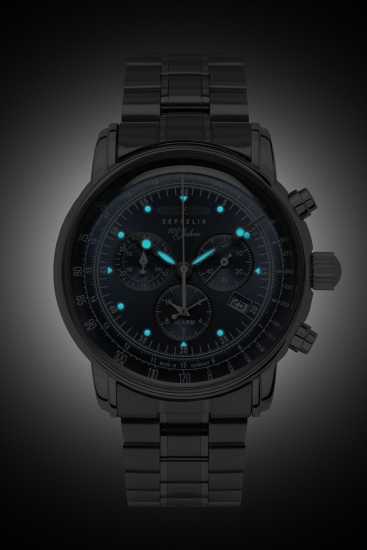 Preview: Zeppelin Herrenuhr 100 Jahre Chronograph Datum Blau 42mm 7680MB-3