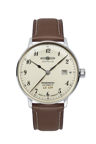 Zeppelin Herrenuhr LZ129 Hindenburg Automatik Datum Leder Braun 8056-5