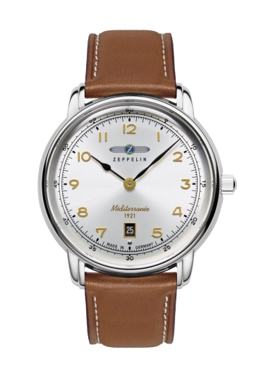 Zeppelin Herrenuhr Méditerranée Quarz Datum Leder Braun 9640-1