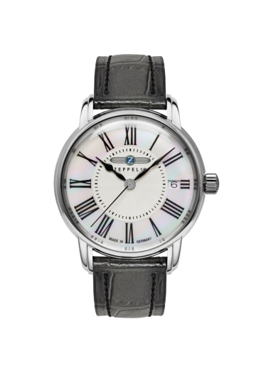 Zeppelin Damenuhr Metropolis Quarz Datum Leder Grau 32mm 9541-1