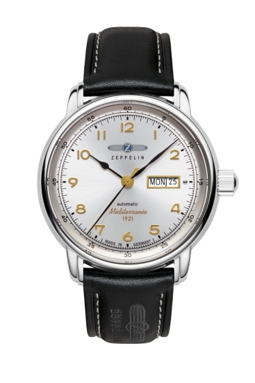 Zeppelin Herrenuhr Méditerranée Automatik Tag Datum Leder Schwarz 9664-1