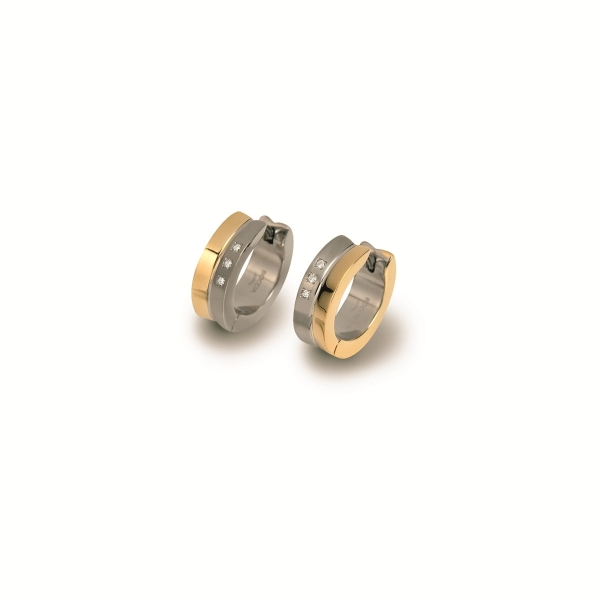 Boccia Titanium Ohrringe Creolen Titan 14mm Bicolor 0511-04