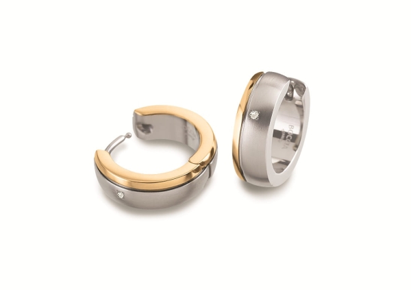 Boccia Titanium Ohrringe Creolen Titan 15mm Bicolor Goldfarben 0539-20