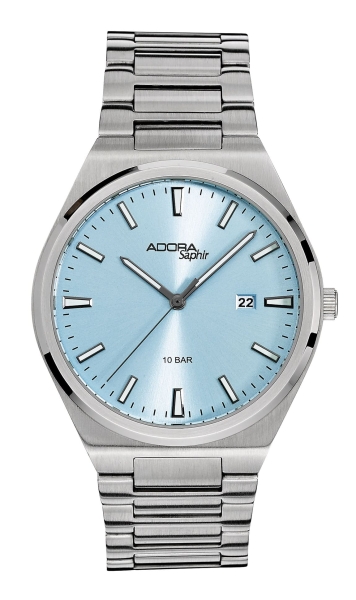Adora Herrenuhr Edelstahl Saphirglas Datum Blau 40mm AS4802