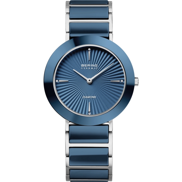 Bering Damenuhr Quarz Saphirglas Keramik Blau 11435-707