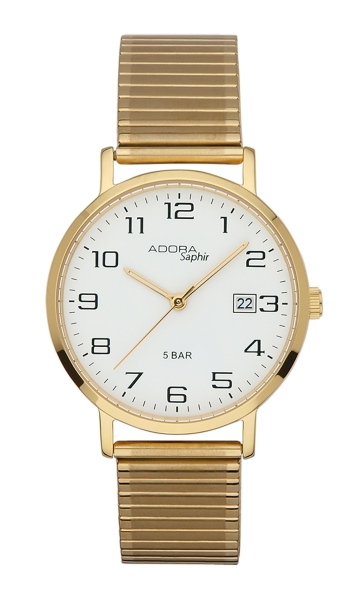 Adora Herrenuhr Edelstahl Saphirglas Zugarmband Goldfarben 37mm AS4247