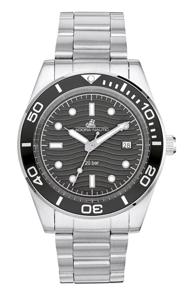 Adora Nautic Herrenuhr Taucher Edelstahl Datum Grau 40mm AN2346