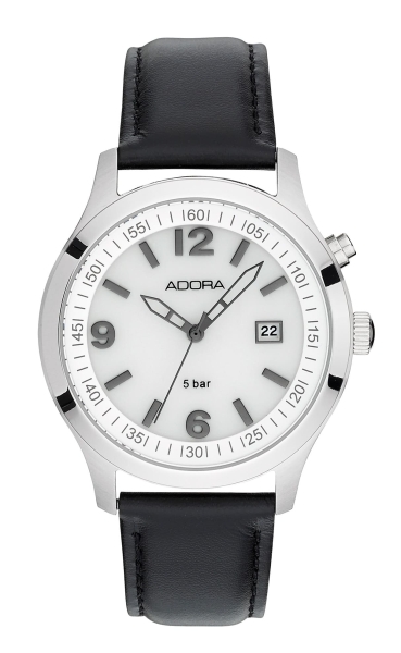 Adora Herrenuhr Edelstahl Datum Licht Leder 40mm AB6646