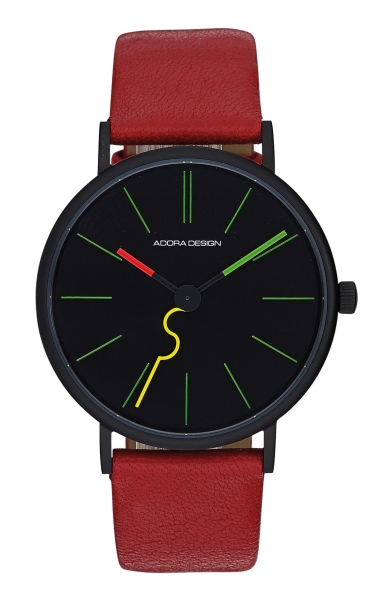 Adora Design Damenuhr Edelstahl Quarz Leder Rot AD8802