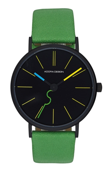 Adora Design Damenuhr Edelstahl Quarz Leder Grün AD8803
