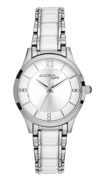 Adora Damenuhr Edelstahl Saphirglas Keramik Weiss 29mm AS4800