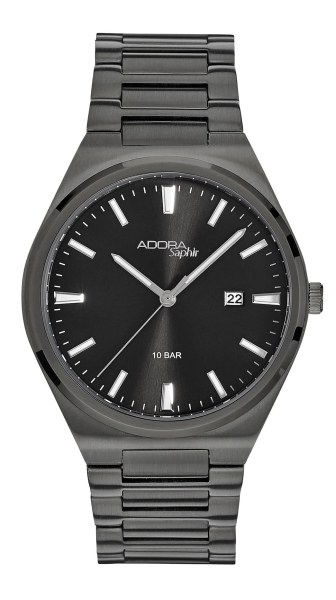 Adora Herrenuhr Edelstahl Saphirglas Datum Schwarz 40mm AS4804