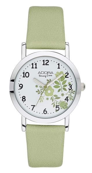 Adora Kinderuhr Mädchen Quarz Blumen Grün 30mm AY4414