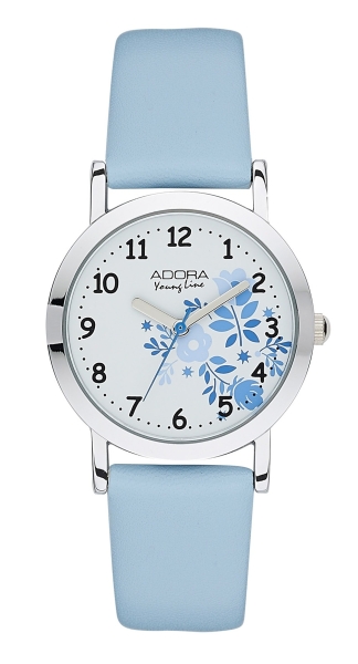Adora Kinderuhr Mädchen Quarz Blumen Blau 30mm AY4411