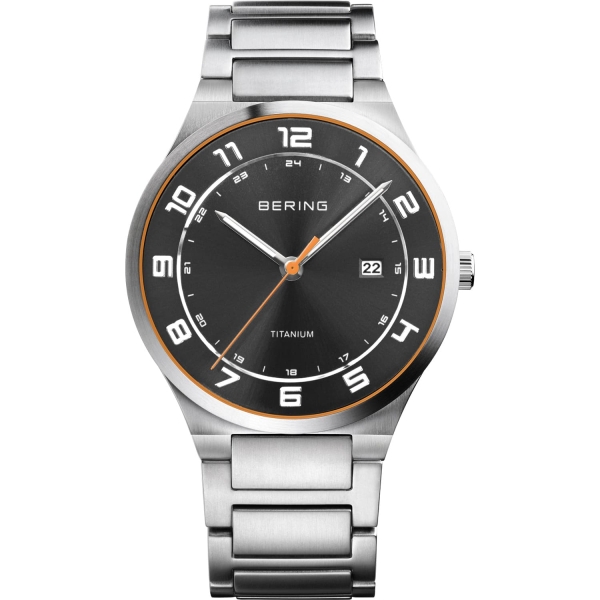 Bering Herrenuhr Titanium Datum Saphirglas 10BAR 39mm 15139-709