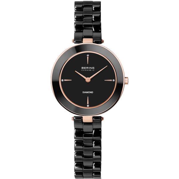 Bering Damenuhr Quarz Saphirglas Keramik Schwarz Rosé 29mm 16629-762