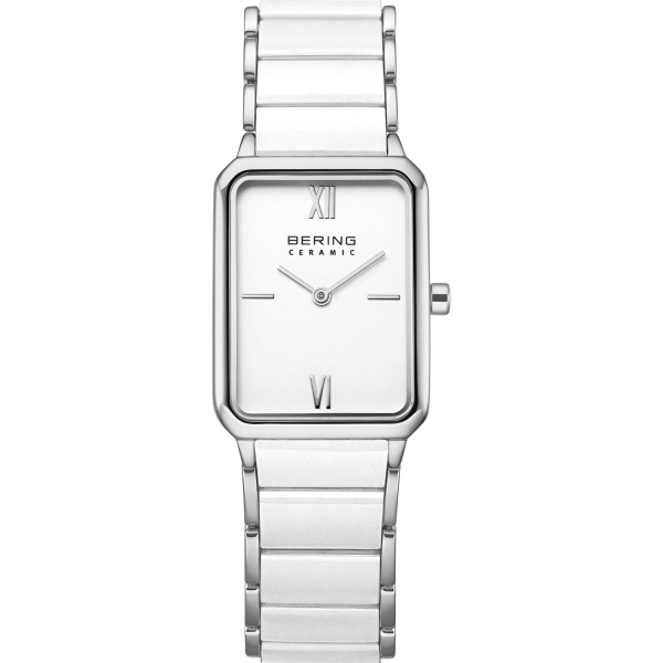 Bering Damenuhr Keramik Saphirglas Rechteckig Weiß 23mm 17423-754