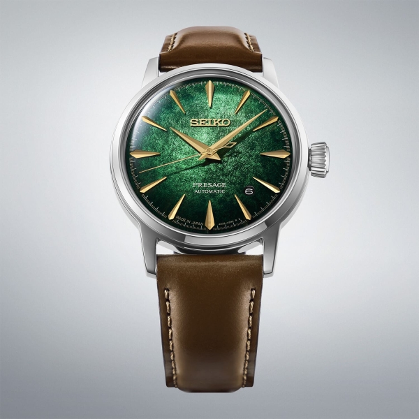 Seiko Presage Herrenuhr Cocktail Time Automatik Leder Datum HCB002J1