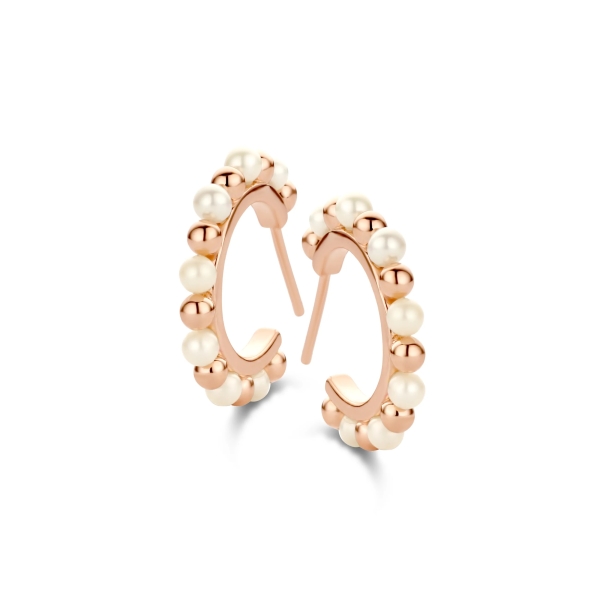 Spirit Icons Damen Ohrringe Steckcreolen 925 Silber Rosé Perle 41344