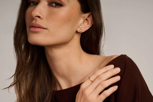 Spirit Icons Damen Ohrstecker 925er Silber Goldfarben Kreis 7mm 42922