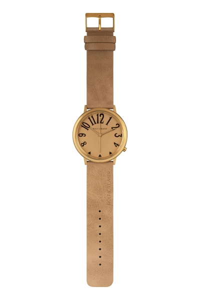 Rolf Cremer Damenuhr Jumbo II 50mm Groß Beige Goldfarben 495097