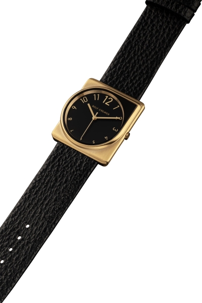 Rolf Cremer Damenuhr Fusion Goldfarben Schwarz Leder 36mm 508802