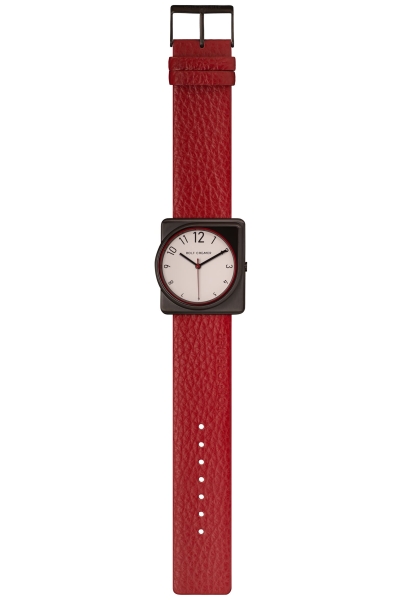 Rolf Cremer Damenuhr Fusion Schwarz Rot Leder 36mm 508804