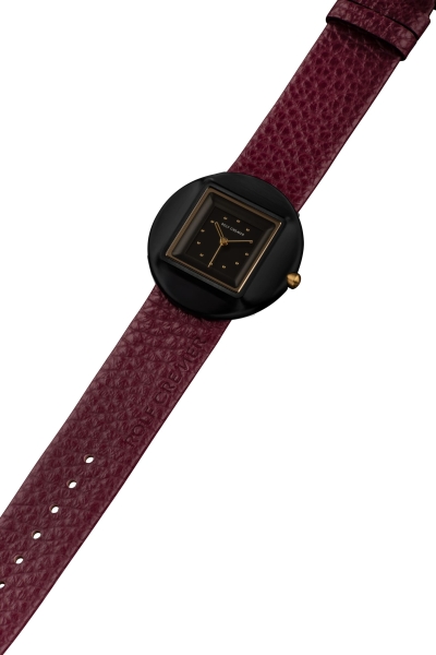 Rolf Cremer Damenuhr Morph Schwarz Beere Leder 36mm 509001