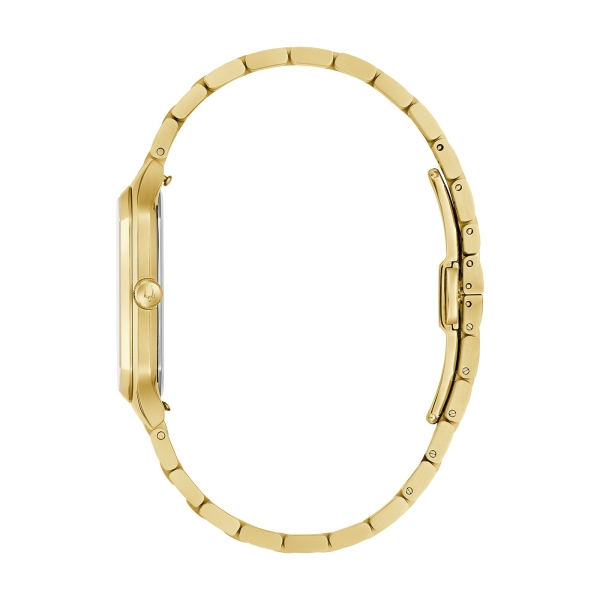 Bulova Herrenuhr Quarz Edelstahl Rechteckig Goldfarben Saphirglas 32mm 97B236