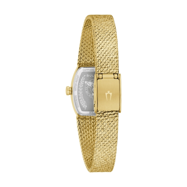Bulova Damenuhr Quarz Edelstahl Saphirglas Goldfarben Klein 97L184