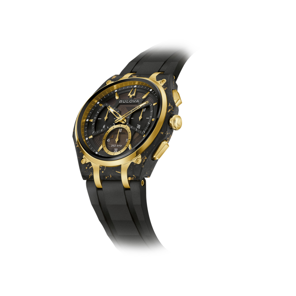 Bulova Herrenuhr Curv Chrono Carbon Saphirglas Gewölbt 44mm 98A328