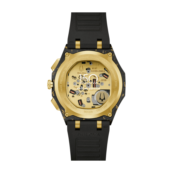 Bulova Herrenuhr Curv Chrono Carbon Saphirglas Gewölbt 44mm 98A328