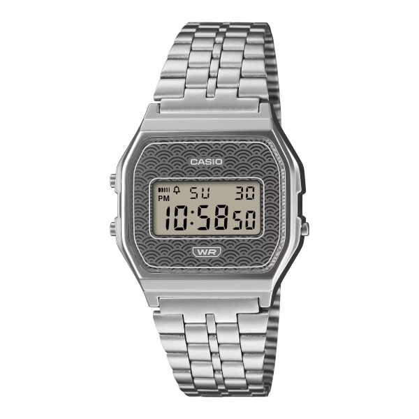 Casio Vintage Damen Unisex Uhr Digital Edelstahlband Grau A159WEVJ-7ER