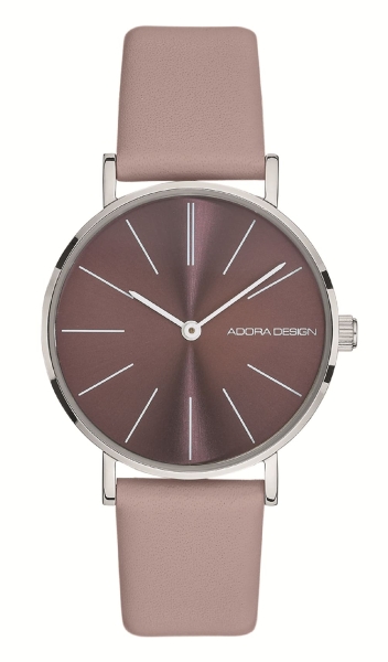 Adora Design Damenuhr Edelstahl Quarz Leder Altrosa AD8822