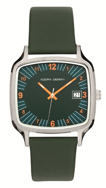Adora Design Damenuhr Datum Quarz Leder Grün 36mm AD8848
