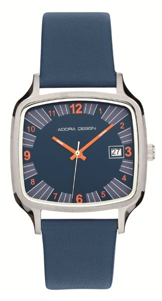 Adora Design Damenuhr Datum Quarz Leder Blau 36mm AD8849