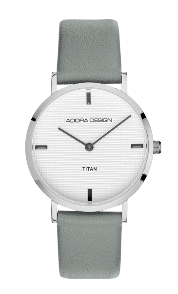 Adora Design Damenuhr Titan Titanium Quarz Leder Grau AD8853