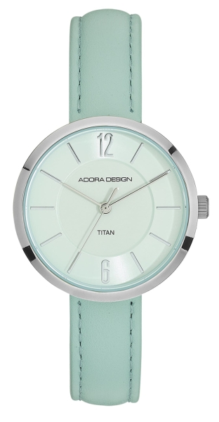 Adora Design Damenuhr Titan Titanium Quarz Leder Hellblau AD8859