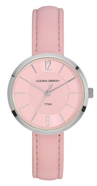 Adora Design Damenuhr Titan Titanium Quarz Leder Rosa AD8860