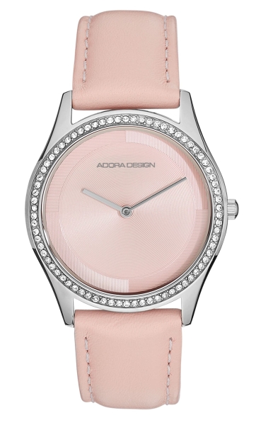 Adora Design Damenuhr Edelstahl Quarz Leder Rosa AD8869