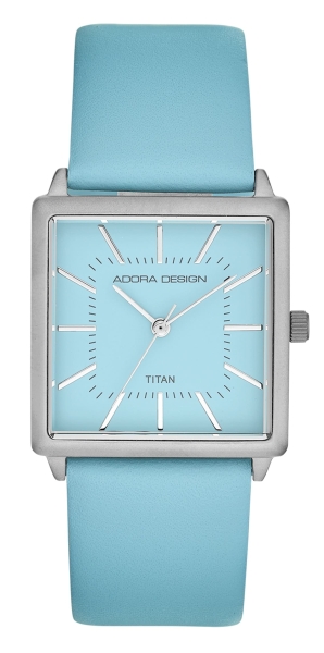 Adora Design Damenuhr Titan Titanium Quarz Leder Blau AD8877