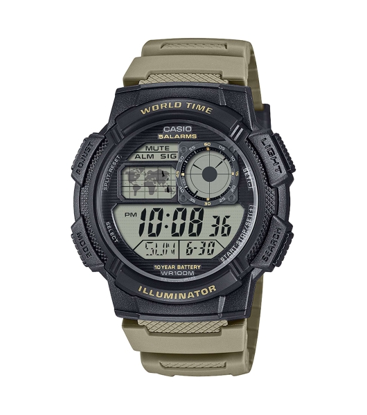 Casio Herrenuhr Digital Beige Alarm Licht 42 mm AE-1000W-5AVEF