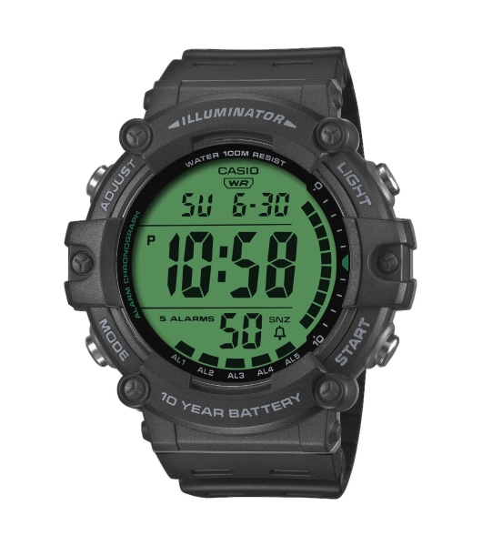 Casio Herrenuhr Digital Licht 10BAR Groß Schwarz Grün AE-1500WHC-1AVEF